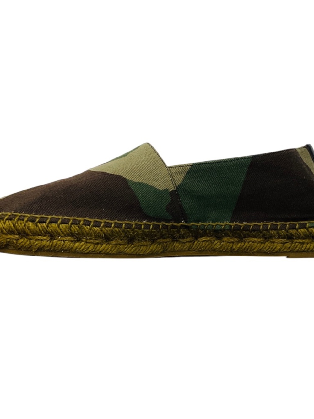 SAINT LAURENT GREEN CAMOUFLAGE PRINT LOGO EMBROIDERED CANVAS ESPADRILLE FLATS - Picture 3 of 8
